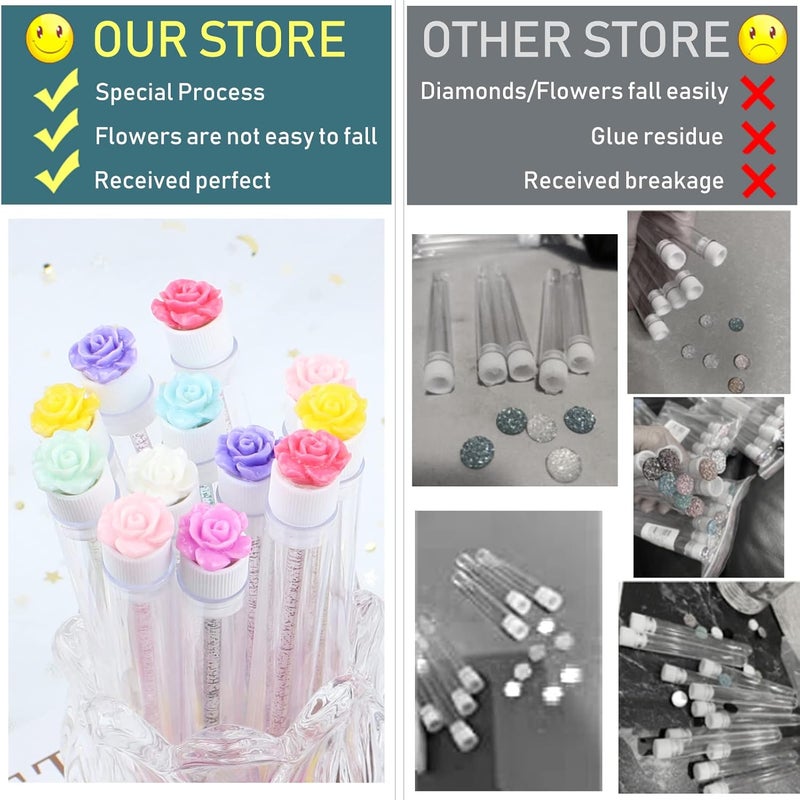 SenRocc 20Pcs Mascara Wands Tube Set Reusable Lash Spoolies Rose Flower Tube Eyelash Brush Tubes Spoolies Lash Extension Brushes Applicators Makeup Tools (R-L-MIX) - Image 4